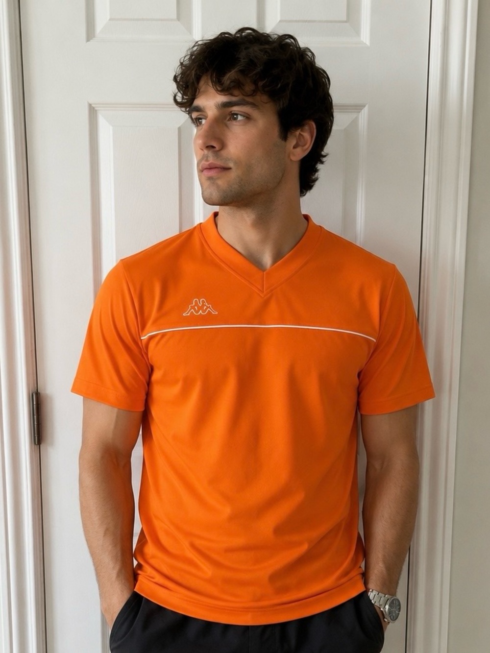 Vintage Kappa Bright Orange Short-Sleeve Tee Sports Soccer Jersey small